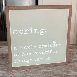 Handmade Spring Quote Sage Green & Brown Wood Decorative Sign - Farmhouse